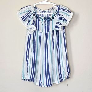 Jessica Simpson Blue & White Striped Empire Dress Swing Dress | Girls Size 2T